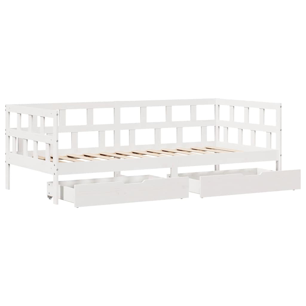 Válenda Se Zásuvkami Bílá 80 X 200 Cm Masivní Borovice