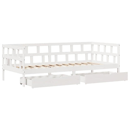 Válenda Se Zásuvkami Bílá 80 X 200 Cm Masivní Borovice