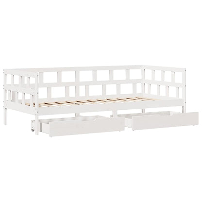 Válenda Se Zásuvkami Bílá 90 X 190 Cm Masivní Borovice