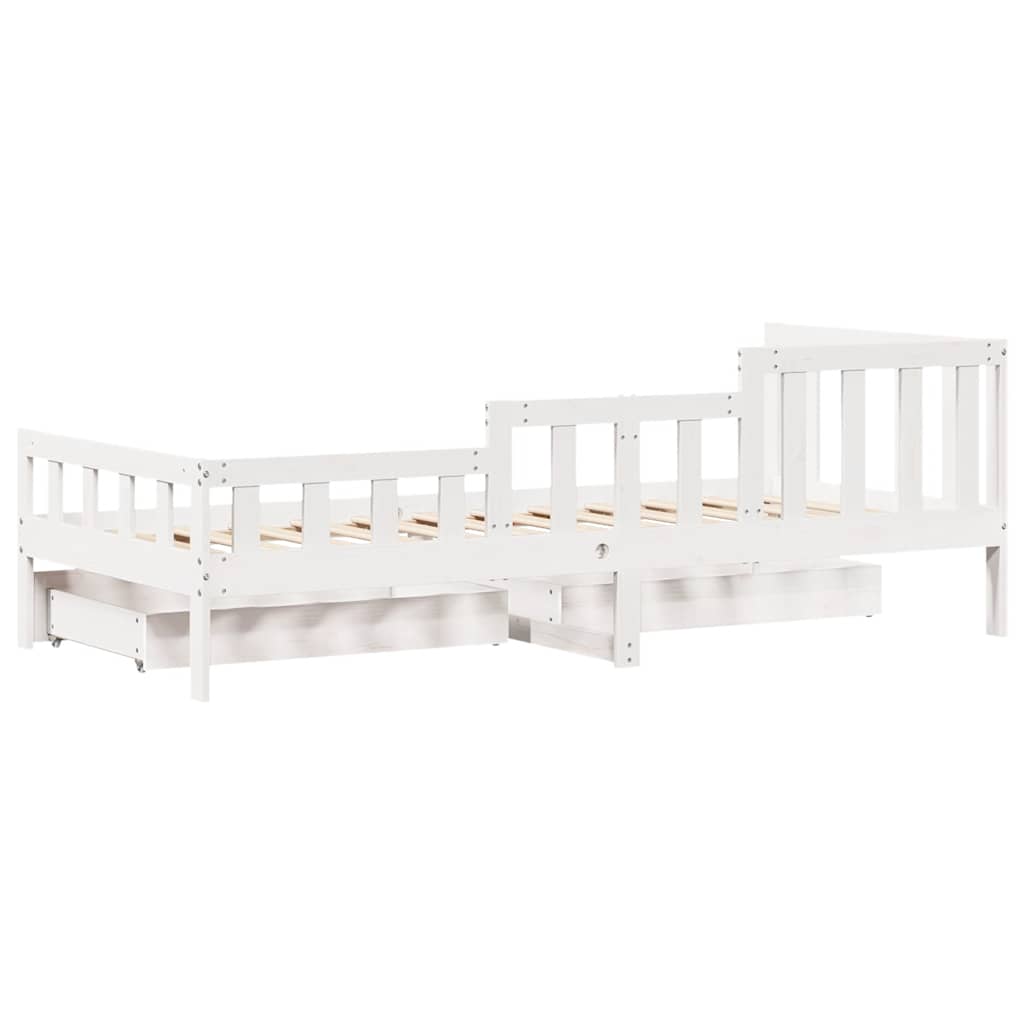 Válenda Se Zásuvkami Bílá 80 X 200 Cm Masivní Borovice