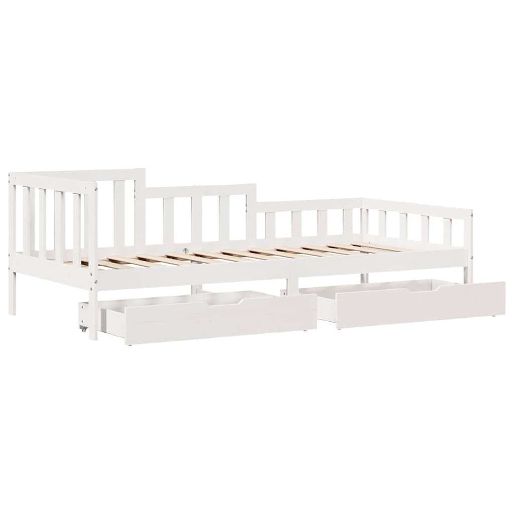 Válenda Se Zásuvkami Bílá 80 X 200 Cm Masivní Borovice