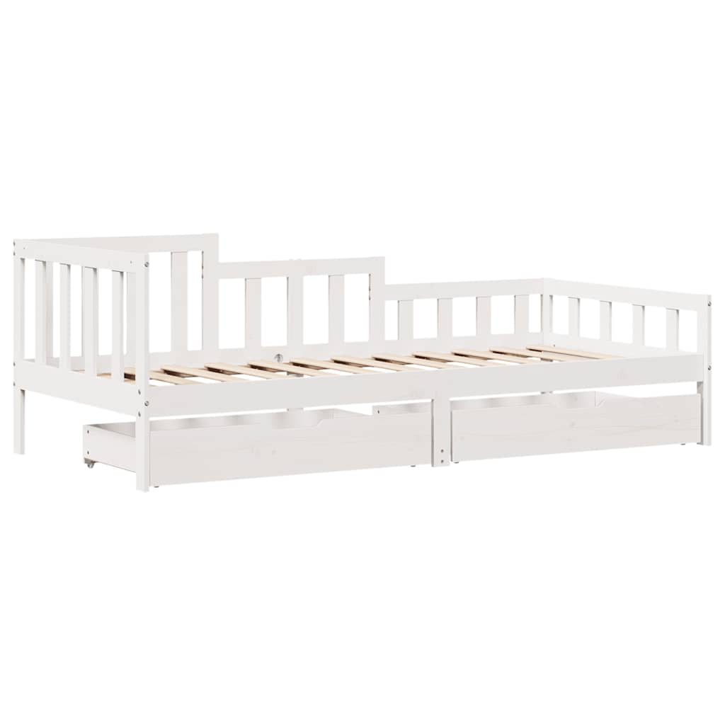 Válenda Se Zásuvkami Bílá 90 X 200 Cm Masivní Borovice