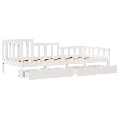 Válenda Se Zásuvkami Bílá 90 X 200 Cm Masivní Borovice