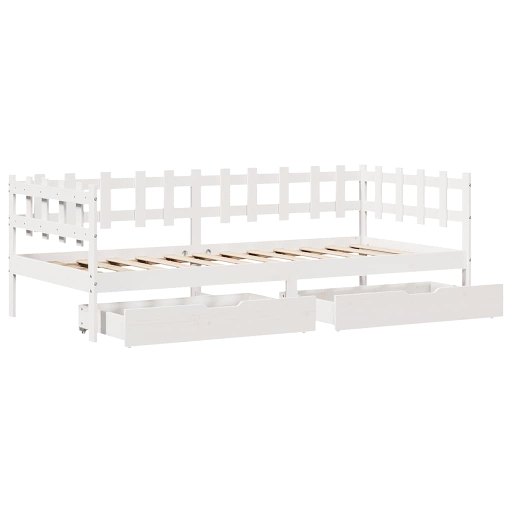 Válenda Se Zásuvkami Bílá 80 X 200 Cm Masivní Borovice