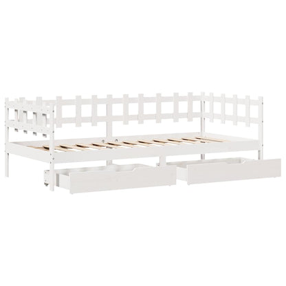 Válenda Se Zásuvkami Bílá 80 X 200 Cm Masivní Borovice