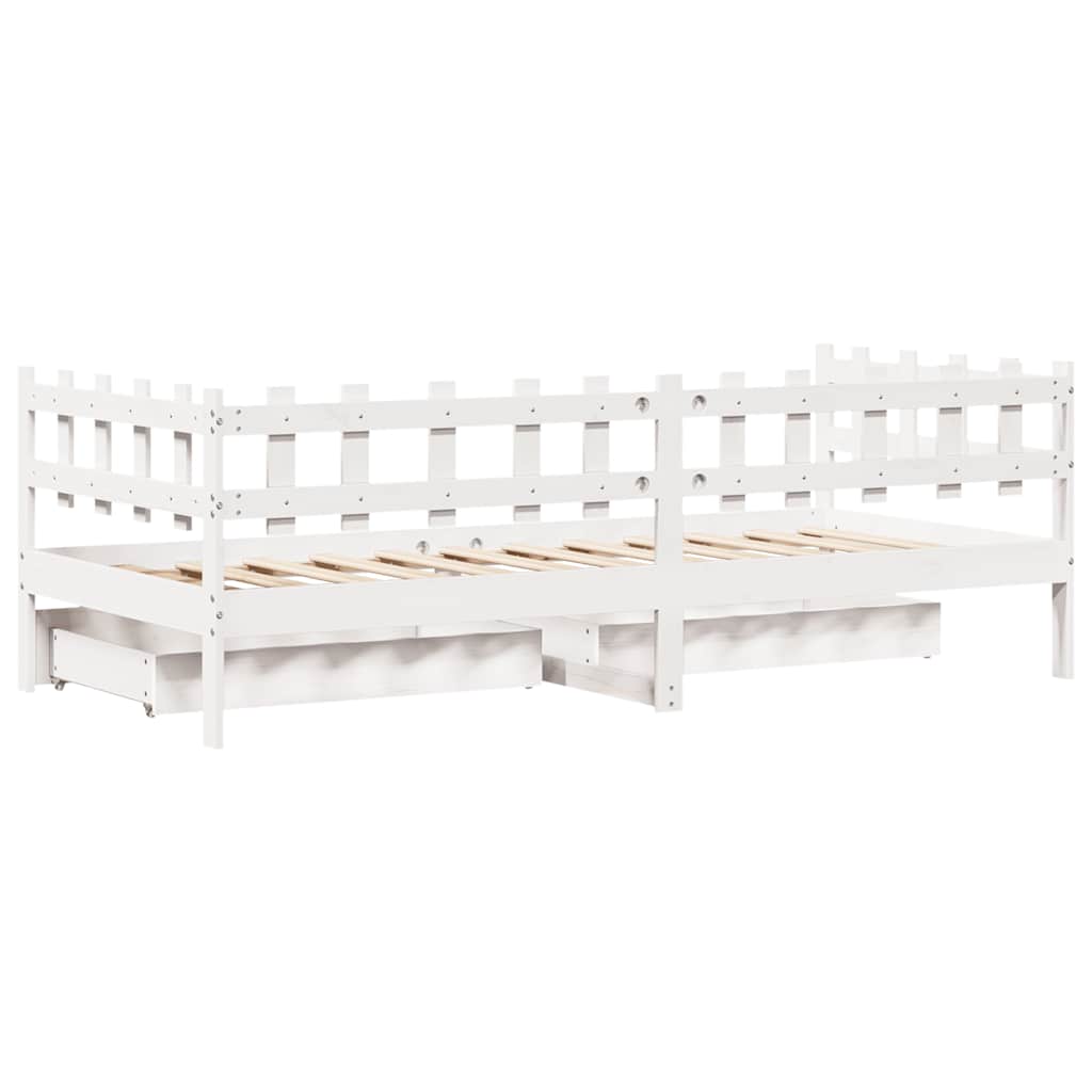 Válenda Se Zásuvkami Bílá 80 X 200 Cm Masivní Borovice