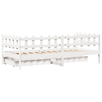 Válenda Se Zásuvkami Bílá 90 X 200 Cm Masivní Borovice
