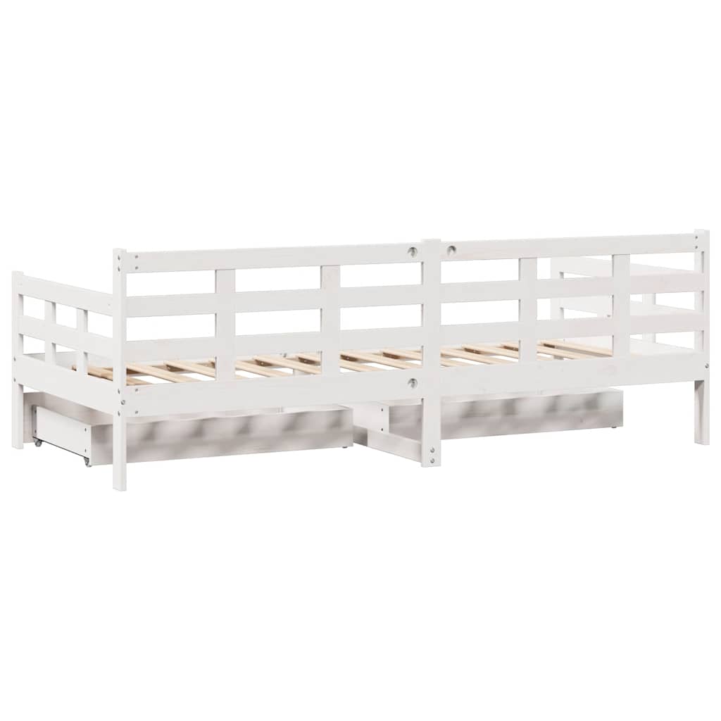 Válenda Se Zásuvkami Bílá 90 X 200 Cm Masivní Borovice