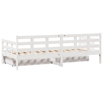 Válenda Se Zásuvkami Bílá 90 X 200 Cm Masivní Borovice