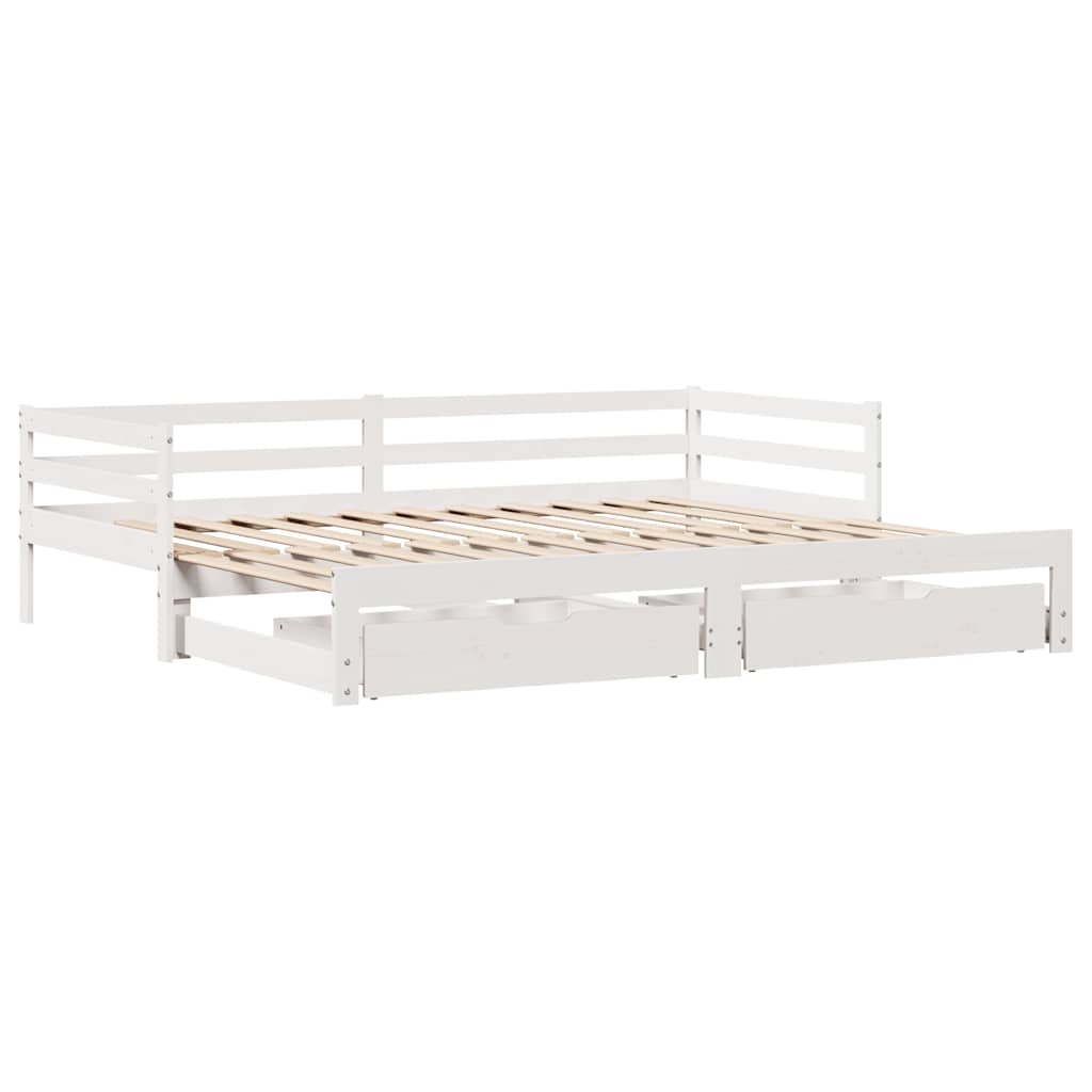 Válenda Se Zásuvkami Bílá 90 X 200 Cm Masivní Borovice