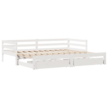 Válenda Se Zásuvkami Bílá 90 X 200 Cm Masivní Borovice