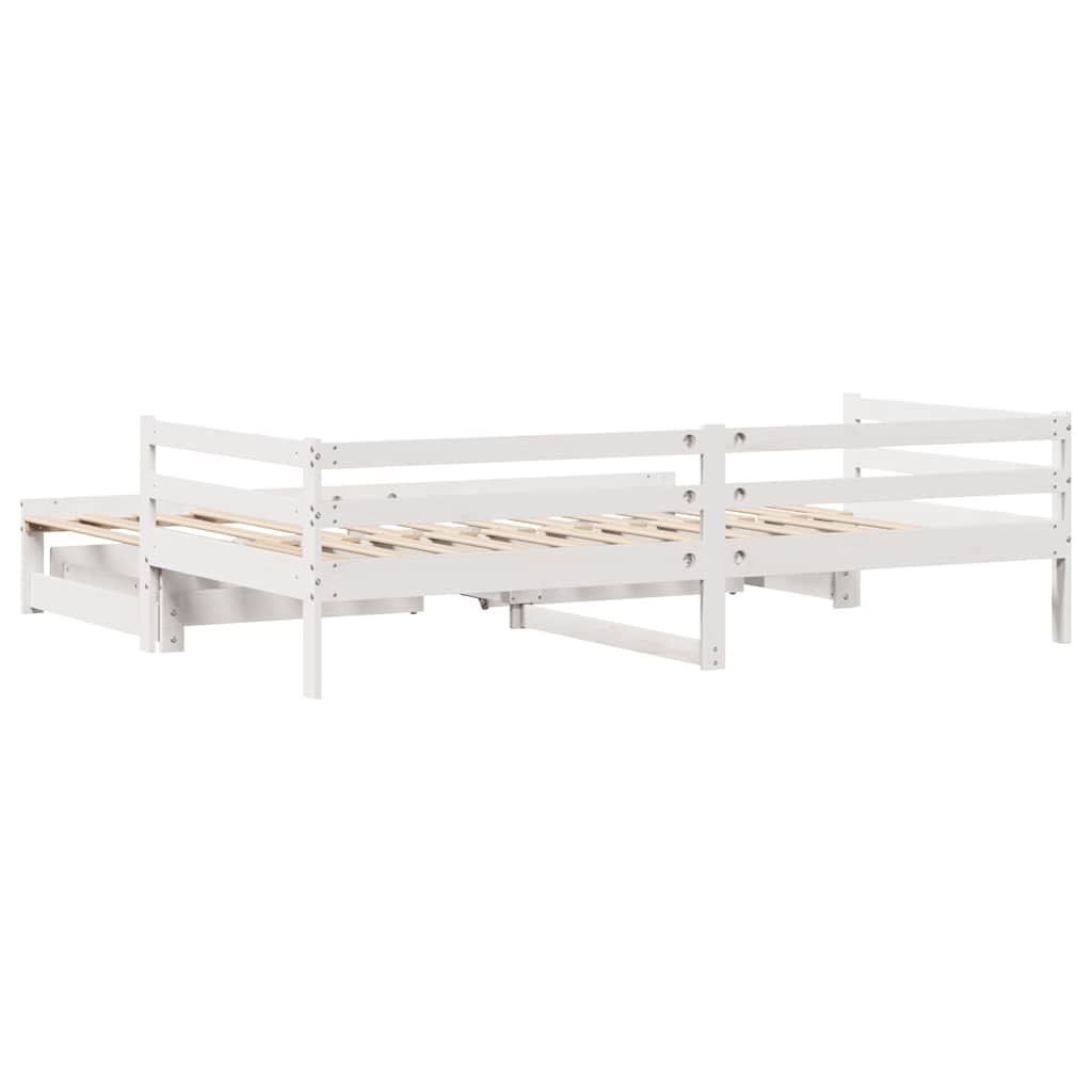 Válenda Se Zásuvkami Bílá 90 X 200 Cm Masivní Borovice