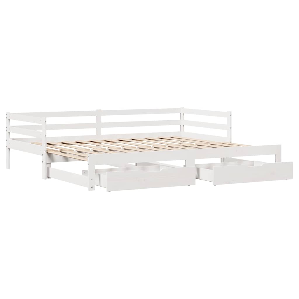 Válenda Se Zásuvkami Bílá 90 X 200 Cm Masivní Borovice