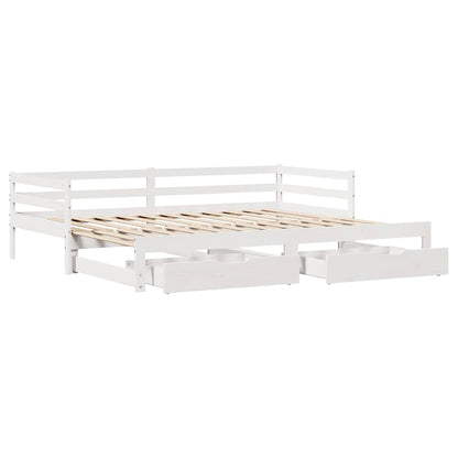 Válenda Se Zásuvkami Bílá 90 X 200 Cm Masivní Borovice