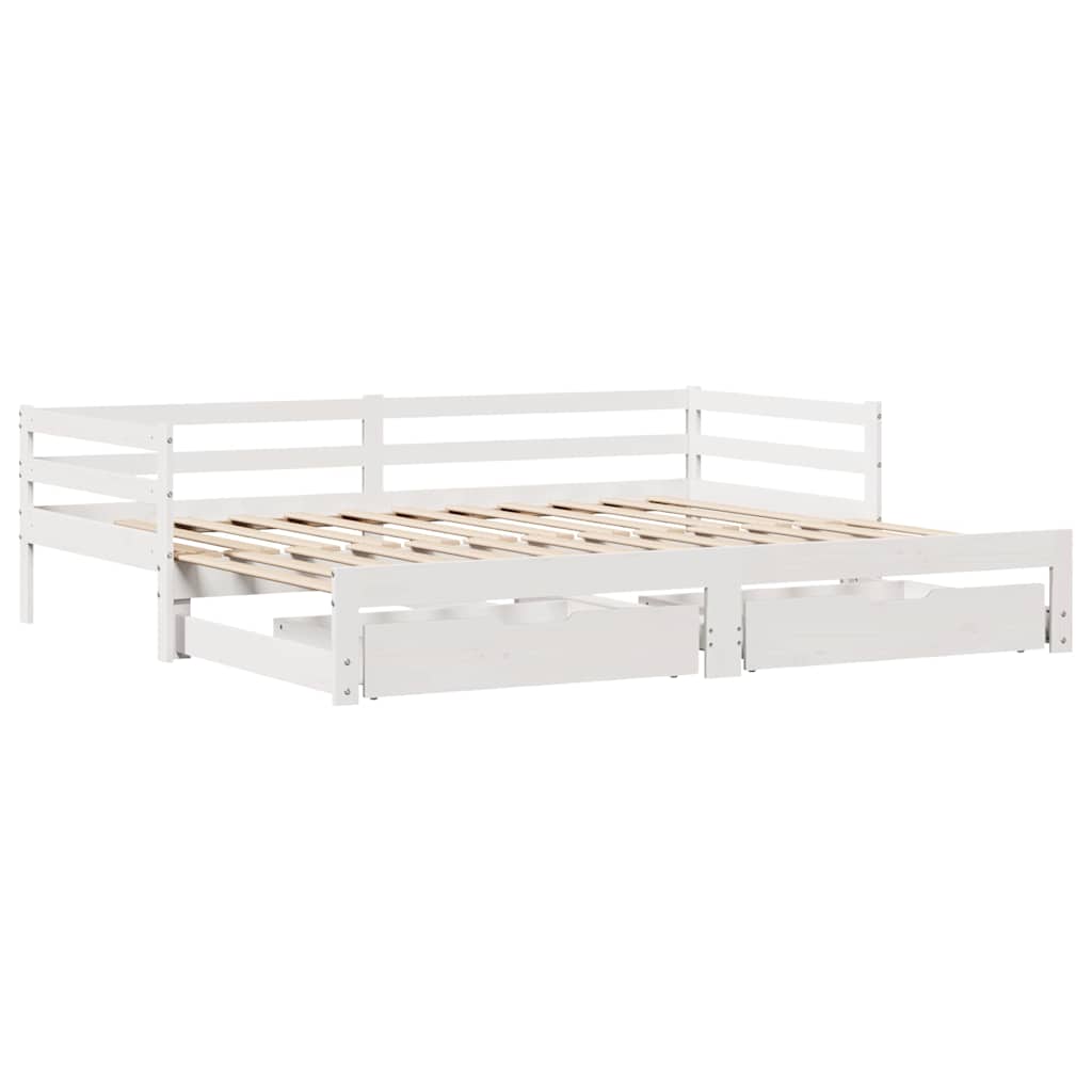 Válenda S Přistýlkou A Zásuvkami Bez Matrace Bílá 90X190 Cm Kouřový Dub