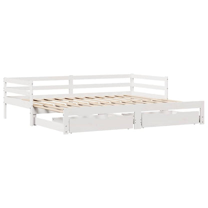 Válenda S Přistýlkou A Zásuvkami Bez Matrace Bílá 90X190 Cm Kouřový Dub