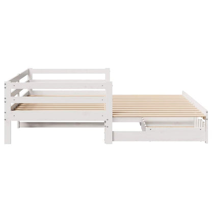 Válenda S Přistýlkou A Zásuvkami Bez Matrace Bílá 90X190 Cm Kouřový Dub