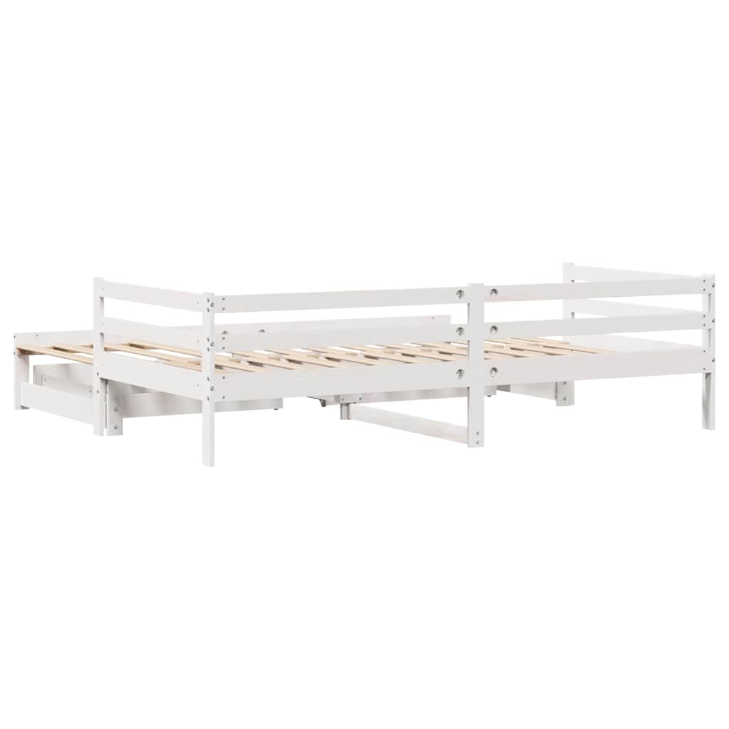 Válenda S Přistýlkou A Zásuvkami Bez Matrace Bílá 90X190 Cm Kouřový Dub