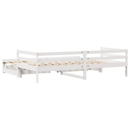 Válenda S Přistýlkou A Zásuvkami Bez Matrace Bílá 90X190 Cm Kouřový Dub