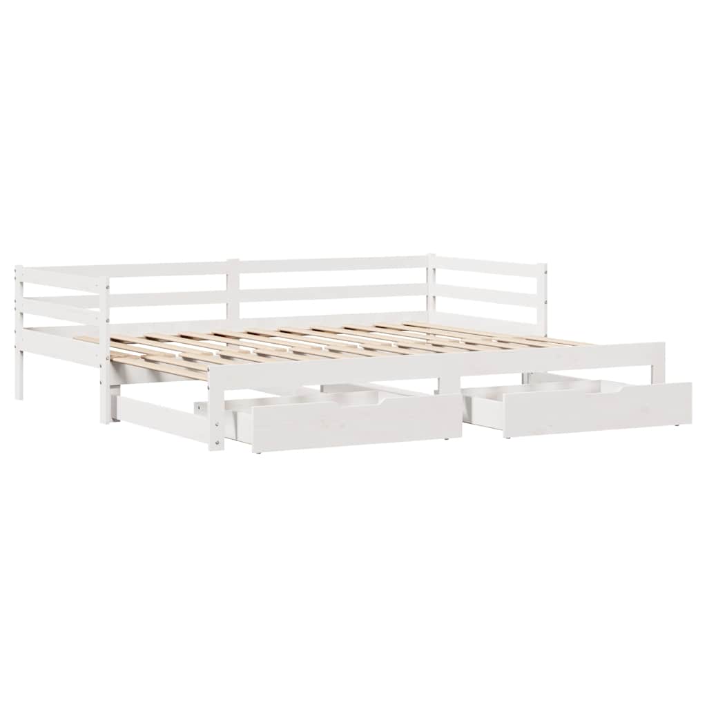Válenda S Přistýlkou A Zásuvkami Bez Matrace Bílá 90X190 Cm Kouřový Dub