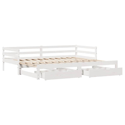 Válenda S Přistýlkou A Zásuvkami Bez Matrace Bílá 90X190 Cm Kouřový Dub
