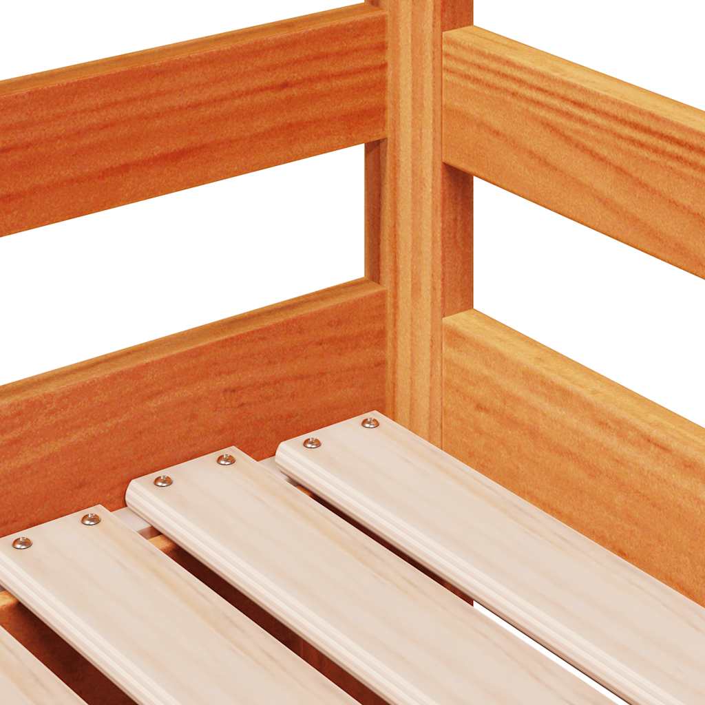 Válenda S Přistýlkou A Zásuvkami Hnědá 90X200 Cm Masiv Borovice