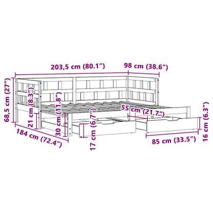 Válenda S Přistýlkou A Zásuvkami Bez Matrace 90X200 Cm Černá