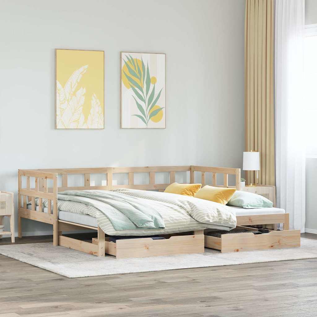 Válenda S Přistýlkou A Zásuvkami Bez Matrace 90X200 Cm Černá