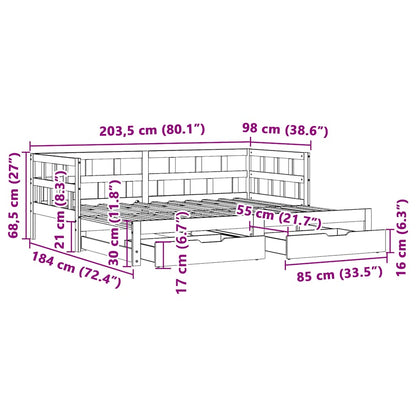 Válenda S Přistýlkou A Zásuvkami Bez Matrace Bílá 90X200 Cm