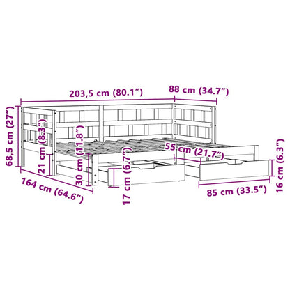 Válenda S Přistýlkou A Zásuvkami Bez Matrace Bílá 80X200 Cm