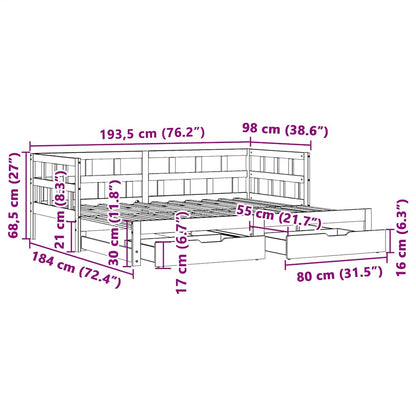 Válenda S Přistýlkou A Zásuvkami Bez Matrace 90X190 Cm