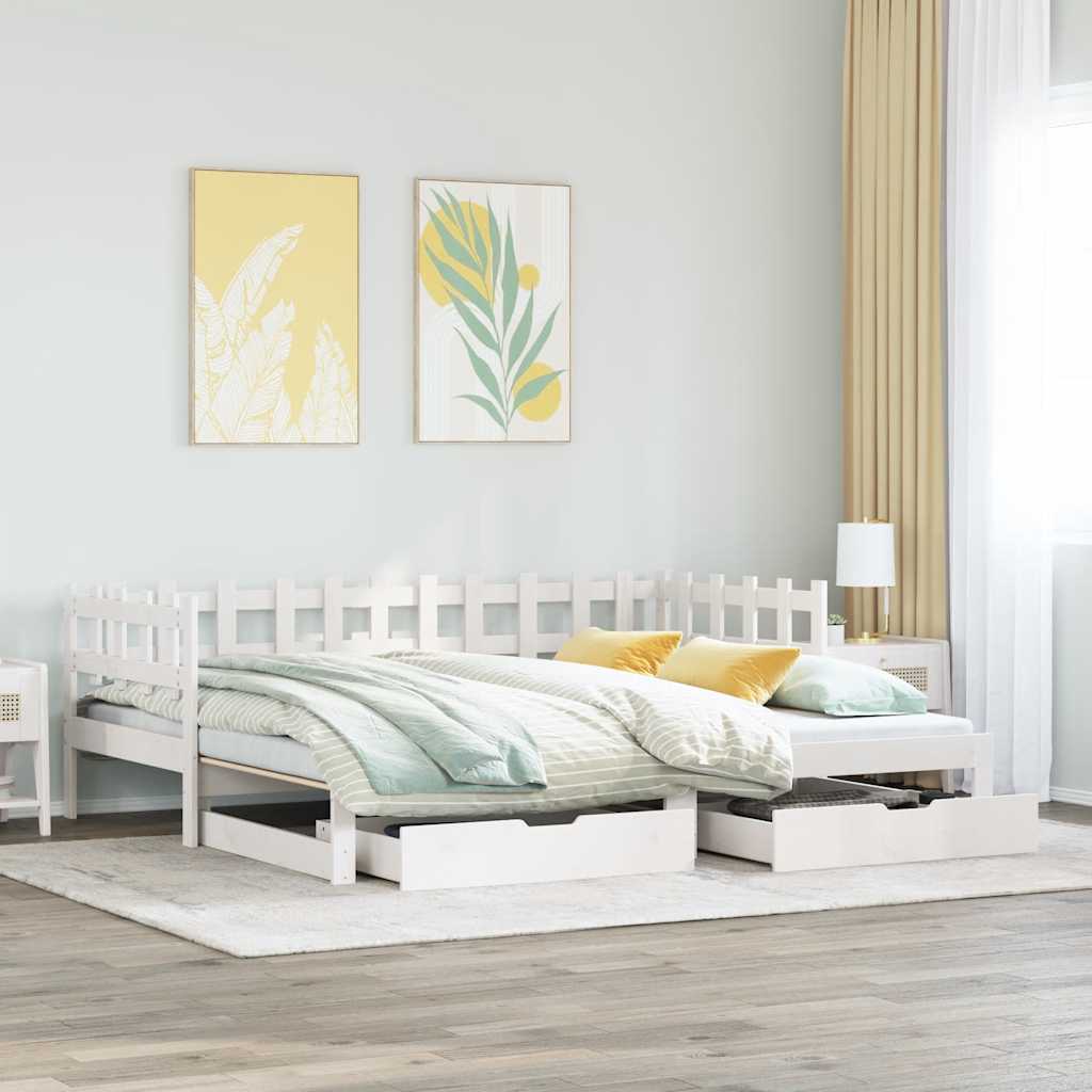 Válenda S Přistýlkou A Zásuvkami Bez Matrace Bílá 80X200 Cm