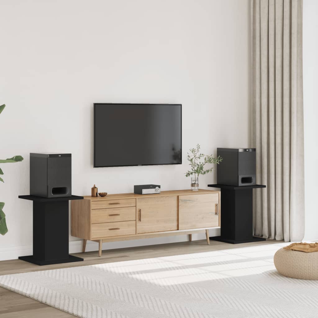 Stojany Na Reproduktory 2 Ks Černé Kompozitní Dřevo