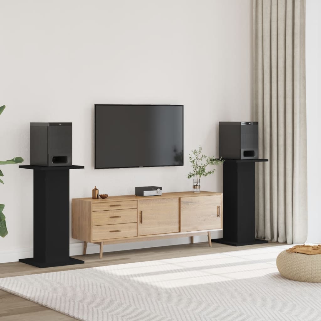 Stojany Na Reproduktory 2 Ks Černé Kompozitní Dřevo