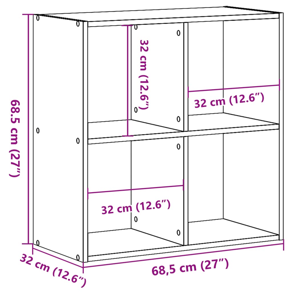 Knihovna 68,5 X 32 X 68,5 Cm Kompozitní Dřevo