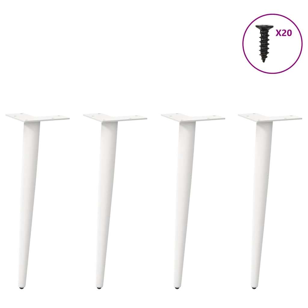 Nohy Konferenčního Stolku Kuželového Tvaru 4 Ks Bílé 42-43 Cm Ocelové