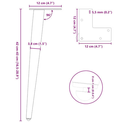 Nohy Konferenčního Stolku Kuželového Tvaru 4 Ks Bílé 42-43 Cm Ocelové