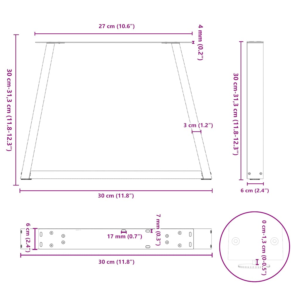 Nohy Konferenčního Stolku Ve Tvaru V, 2 Ks, Ocel, 30 X (30-31,3) Cm, Ocel Přírodní
