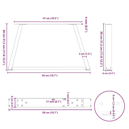 Nohy Jídelní Stolku Ve Tvaru V 2 Ks 50X(30-31,3) Cm Ocel Antracitová