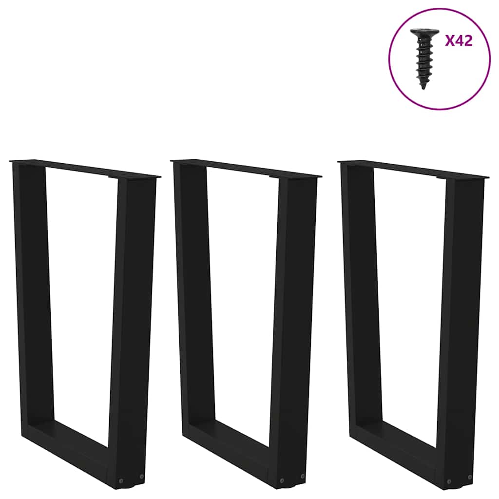 Nohy K Jídelnímu Stolu Ve Tvaru V, 3 Ks, Černé, 70 X (72-73,3) Cm, Ocel