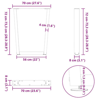 Nohy K Jídelnímu Stolu Ve Tvaru V, 3 Ks, Černé, 70 X (72-73,3) Cm, Ocel