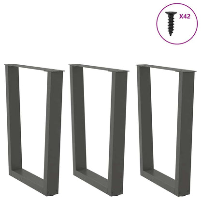 Nohy K Jídelnímu Stolu Ve Tvaru V, 3 Ks, Antracitové, 70 X (72-73,3) Cm, Ocel