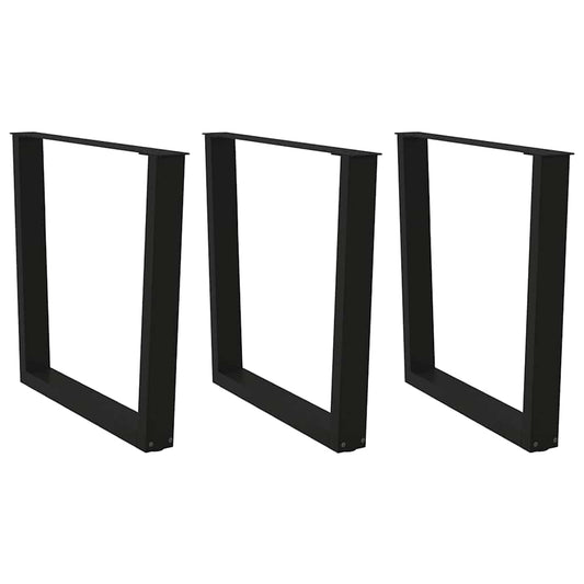 Nohy K Jídelnímu Stolu Ve Tvaru V, 3 Ks, Černé, 80 X (72-73,3) Cm, Ocel
