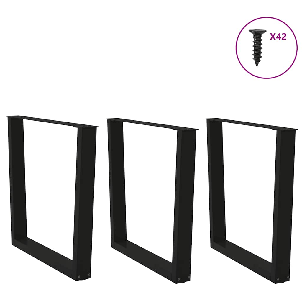 Nohy K Jídelnímu Stolu Ve Tvaru V, 3 Ks, Černé, 80 X (72-73,3) Cm, Ocel