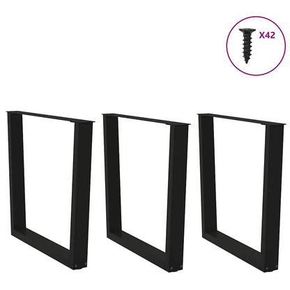 Nohy K Jídelnímu Stolu Ve Tvaru V, 3 Ks, Černé, 80 X (72-73,3) Cm, Ocel