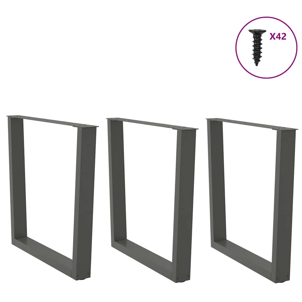 Nohy K Jídelnímu Stolu Ve Tvaru V, 3 Ks, Antracitové, 80 X (72-73,3) Cm, Ocel
