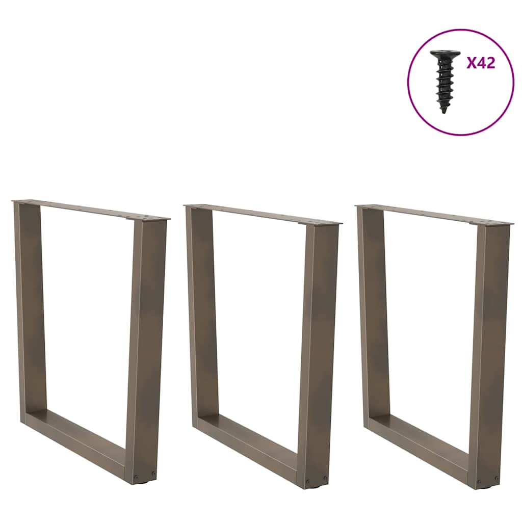 Nohy K Jídelnímu Stolu Ve Tvaru V, 3 Ks, Přírodní Ocel, 80 X (72-73,3) Cm, Ocel