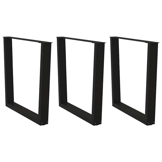 Nohy K Jídelnímu Stolu Ve Tvaru V, 3 Ks, Černé, 90 X (72-73,3) Cm, Ocel