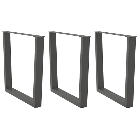 Nohy K Jídelnímu Stolu Ve Tvaru V, 3 Ks, Antracitové, 90 X (72-73,3) Cm, Ocel