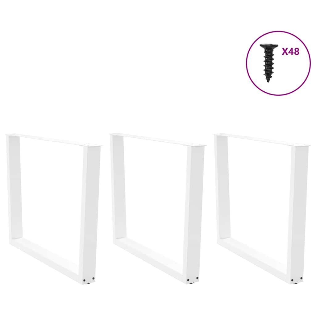Nohy K Jídelnímu Stolu Ve Tvaru V, 3 Ks, Bílé, 100 X (72-73,3) Cm, Ocel